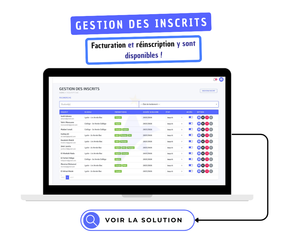 gestion inscriptions - Class Manager